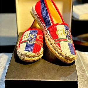 EUC-Gucci Sylvie Logo Canvas Espadrilles